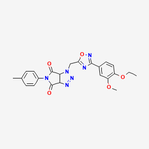 molecular formula C23H22N6O5 B2843002 1-((3-(4-ethoxy-3-methoxyphenyl)-1,2,4-oxadiazol-5-yl)methyl)-5-(p-tolyl)-1,6a-dihydropyrrolo[3,4-d][1,2,3]triazole-4,6(3aH,5H)-dione CAS No. 1207036-96-1