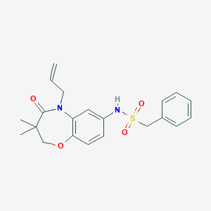 molecular formula C21H24N2O4S B2843008 N-(5-烯丙基-3,3-二甲基-4-氧代-2,3,4,5-四氢苯并[b][1,4]噁杂环-7-基)-1-苯甲磺酰胺 CAS No. 921914-24-1