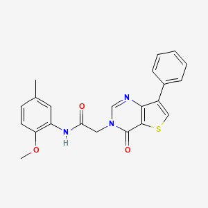 molecular formula C22H19N3O3S B2843009 N-(2-甲氧基-5-甲基苯基)-2-(4-氧代-7-苯基噻吩[3,2-d]嘧啶-3(4H)-基)乙酰胺 CAS No. 1105235-92-4