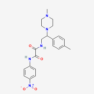 molecular formula C22H27N5O4 B2843010 N1-(2-(4-methylpiperazin-1-yl)-2-(p-tolyl)ethyl)-N2-(4-nitrophenyl)oxalamide CAS No. 898452-13-6