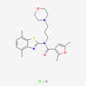 molecular formula C23H30ClN3O3S B2843015 N-(4,7-dimethylbenzo[d]thiazol-2-yl)-2,5-dimethyl-N-(3-morpholinopropyl)furan-3-carboxamide hydrochloride CAS No. 1351588-15-2