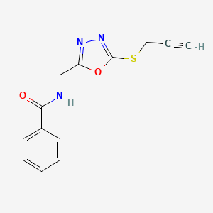 molecular formula C13H11N3O2S B2843022 N-((5-(prop-2-yn-1-ylthio)-1,3,4-oxadiazol-2-yl)methyl)benzamide CAS No. 921130-00-9