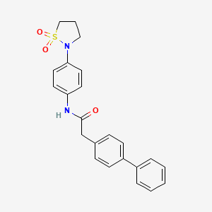molecular formula C23H22N2O3S B2843023 2-{[1,1'-biphenyl]-4-yl}-N-[4-(1,1-dioxo-1lambda6,2-thiazolidin-2-yl)phenyl]acetamide CAS No. 941944-25-8