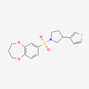 molecular formula C17H19NO4S2 B2843034 1-(3,4-dihydro-2H-1,5-benzodioxepine-7-sulfonyl)-3-(thiophen-3-yl)pyrrolidine CAS No. 2210138-08-0