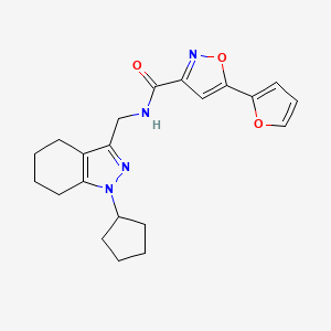 molecular formula C21H24N4O3 B2843036 N-((1-cyclopentyl-4,5,6,7-tetrahydro-1H-indazol-3-yl)methyl)-5-(furan-2-yl)isoxazole-3-carboxamide CAS No. 1448122-62-0