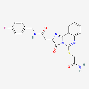 molecular formula C21H18FN5O3S B2843039 2-{[2-({[(4-fluorophenyl)methyl]carbamoyl}methyl)-3-oxo-2H,3H-imidazo[1,2-c]quinazolin-5-yl]sulfanyl}acetamide CAS No. 1024569-87-6