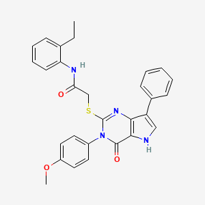 molecular formula C29H26N4O3S B2843055 N-(2-ethylphenyl)-2-{[3-(4-methoxyphenyl)-4-oxo-7-phenyl-3H,4H,5H-pyrrolo[3,2-d]pyrimidin-2-yl]sulfanyl}acetamide CAS No. 1794959-43-5