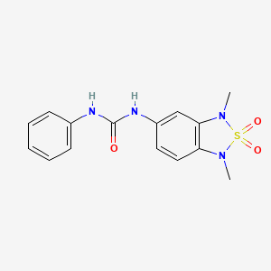 molecular formula C15H16N4O3S B2843069 1-(1,3-Dimethyl-2,2-dioxido-1,3-dihydrobenzo[c][1,2,5]thiadiazol-5-yl)-3-phenylurea CAS No. 2034484-45-0