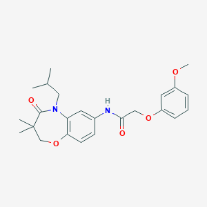 molecular formula C24H30N2O5 B2843070 N-(5-isobutyl-3,3-dimethyl-4-oxo-2,3,4,5-tetrahydrobenzo[b][1,4]oxazepin-7-yl)-2-(3-methoxyphenoxy)acetamide CAS No. 921865-50-1
