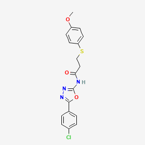 molecular formula C18H16ClN3O3S B2843073 N-(5-(4-chlorophenyl)-1,3,4-oxadiazol-2-yl)-3-((4-methoxyphenyl)thio)propanamide CAS No. 941908-99-2
