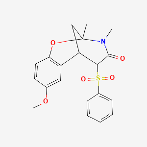 molecular formula C20H21NO5S B2843074 12-(Benzenesulfonyl)-4-methoxy-9,10-dimethyl-8-oxa-10-azatricyclo[7.3.1.0^{2,7}]trideca-2,4,6-trien-11-one CAS No. 1009593-98-9