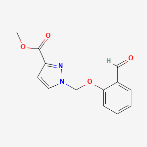 molecular formula C13H12N2O4 B2843075 Methyl 1-((2-formylphenoxy)methyl)-1H-pyrazole-3-carboxylate CAS No. 1005566-45-9