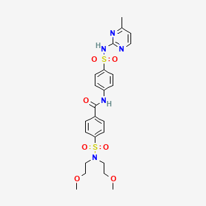 molecular formula C24H29N5O7S2 B2843077 4-[bis(2-methoxyethyl)sulfamoyl]-N-{4-[(4-methylpyrimidin-2-yl)sulfamoyl]phenyl}benzamide CAS No. 868212-82-2