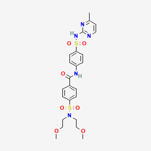 molecular formula C24H29N5O7S2 B2843077 4-(N,N-bis(2-methoxyethyl)sulfamoyl)-N-(4-(N-(4-methylpyrimidin-2-yl)sulfamoyl)phenyl)benzamide CAS No. 868212-82-2