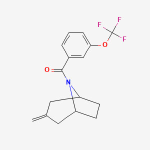 molecular formula C16H16F3NO2 B2843080 ((1R,5S)-3-methylene-8-azabicyclo[3.2.1]octan-8-yl)(3-(trifluoromethoxy)phenyl)methanone CAS No. 2309217-28-3