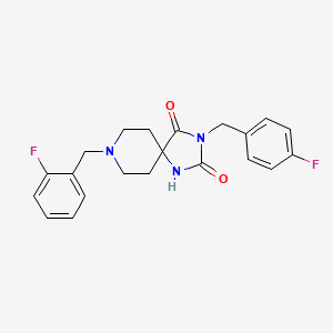 molecular formula C21H21F2N3O2 B2843085 8-[(2-fluorophenyl)methyl]-3-[(4-fluorophenyl)methyl]-1,3,8-triazaspiro[4.5]decane-2,4-dione CAS No. 1021031-61-7