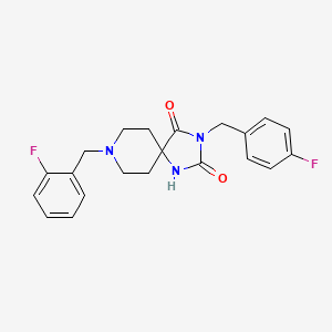 molecular formula C21H21F2N3O2 B2843085 8-(2-Fluorobenzyl)-3-(4-fluorobenzyl)-1,3,8-triazaspiro[4.5]decane-2,4-dione CAS No. 1021031-61-7