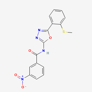 molecular formula C16H12N4O4S B2843091 N-{5-[2-(methylsulfanyl)phenyl]-1,3,4-oxadiazol-2-yl}-3-nitrobenzamide CAS No. 886908-05-0