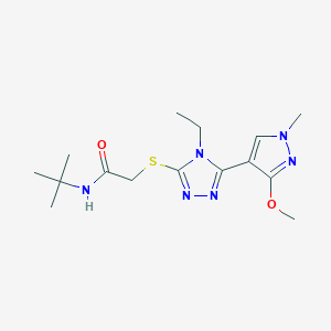 molecular formula C15H24N6O2S B2843101 N-(tert-butyl)-2-((4-ethyl-5-(3-methoxy-1-methyl-1H-pyrazol-4-yl)-4H-1,2,4-triazol-3-yl)thio)acetamide CAS No. 1014094-52-0