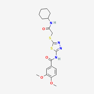 molecular formula C19H24N4O4S2 B2843106 N-(5-((2-(cyclohexylamino)-2-oxoethyl)thio)-1,3,4-thiadiazol-2-yl)-3,4-dimethoxybenzamide CAS No. 868974-12-3