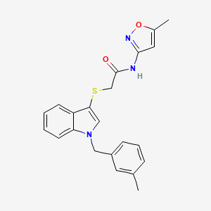 B2843113 2-((1-(3-methylbenzyl)-1H-indol-3-yl)thio)-N-(5-methylisoxazol-3-yl)acetamide CAS No. 681276-04-0