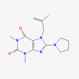 molecular formula C15H21N5O2 B2843126 1,3-Dimethyl-7-(2-methyl-allyl)-8-pyrrolidin-1-yl-3,7-dihydro-purine-2,6-dione CAS No. 376378-00-6