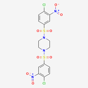 molecular formula C16H14Cl2N4O8S2 B2843146 1,4-bis(4-chloro-3-nitrobenzenesulfonyl)piperazine CAS No. 57577-57-8
