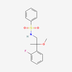 molecular formula C16H18FNO3S B2843155 N-[2-(2-Fluorophenyl)-2-methoxypropyl]benzenesulfonamide CAS No. 1797694-49-5