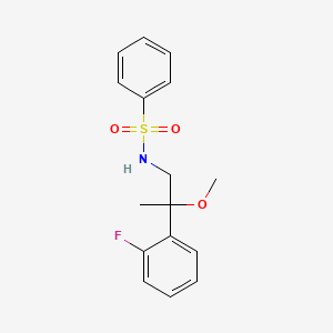 molecular formula C16H18FNO3S B2843155 N-(2-(2-氟苯基)-2-甲氧基丙基)苯磺酰胺 CAS No. 1797694-49-5