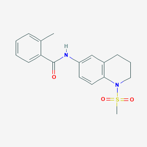 molecular formula C18H20N2O3S B2843163 N-(1-methanesulfonyl-1,2,3,4-tetrahydroquinolin-6-yl)-2-methylbenzamide CAS No. 941929-73-3