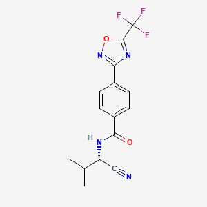 molecular formula C15H13F3N4O2 B2843193 N-[(1S)-1-Cyano-2-methylpropyl]-4-[5-(trifluoromethyl)-1,2,4-oxadiazol-3-yl]benzamide CAS No. 2418596-72-0