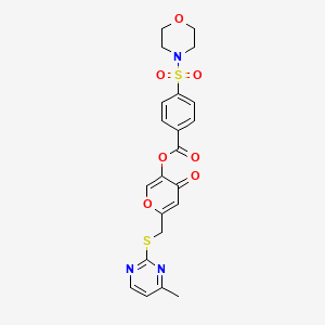 molecular formula C22H21N3O7S2 B2843201 6-(((4-methylpyrimidin-2-yl)thio)methyl)-4-oxo-4H-pyran-3-yl 4-(morpholinosulfonyl)benzoate CAS No. 877637-79-1