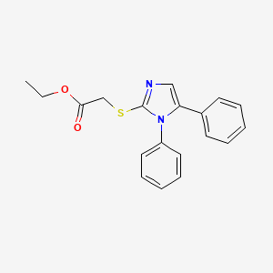 molecular formula C19H18N2O2S B2843210 ethyl 2-((1,5-diphenyl-1H-imidazol-2-yl)thio)acetate CAS No. 1207039-87-9