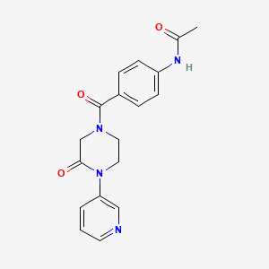 molecular formula C18H18N4O3 B2843243 N-{4-[3-oxo-4-(pyridin-3-yl)piperazine-1-carbonyl]phenyl}acetamide CAS No. 2097923-46-9