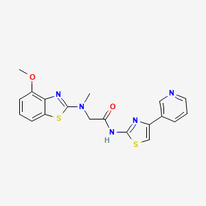 molecular formula C19H17N5O2S2 B2843278 2-((4-methoxybenzo[d]thiazol-2-yl)(methyl)amino)-N-(4-(pyridin-3-yl)thiazol-2-yl)acetamide CAS No. 1351634-68-8