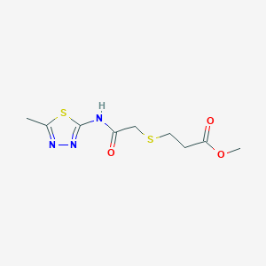 molecular formula C9H13N3O3S2 B2843294 Methyl 3-((2-((5-methyl-1,3,4-thiadiazol-2-yl)amino)-2-oxoethyl)thio)propanoate CAS No. 403836-37-3