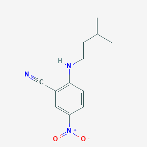 molecular formula C12H15N3O2 B2843346 2-[(3-Methylbutyl)amino]-5-nitrobenzonitrile CAS No. 945299-76-3