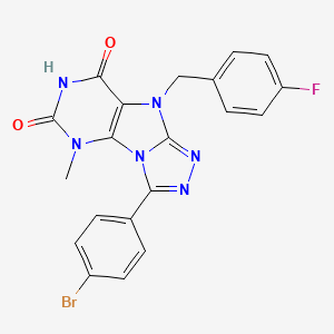 molecular formula C20H14BrFN6O2 B2843364 8-(4-溴苯基)-5-[(4-氟苯基)甲基]-1-甲基嘧啶并[8,9-c][1,2,4]三唑-2,4-二酮 CAS No. 921828-64-0