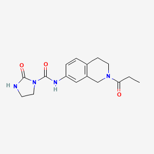 molecular formula C16H20N4O3 B2843365 2-氧代-N-(2-丙酰基-1,2,3,4-四氢异喹啉-7-基)咪唑烷-1-甲酸酰胺 CAS No. 1797792-43-8