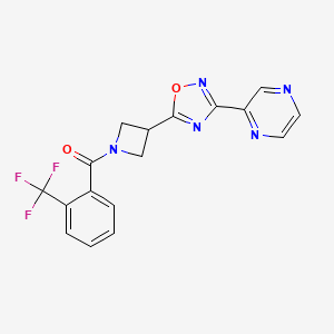 molecular formula C17H12F3N5O2 B2843366 (3-(3-(Pyrazin-2-yl)-1,2,4-oxadiazol-5-yl)azetidin-1-yl)(2-(trifluoromethyl)phenyl)methanone CAS No. 1324507-47-2