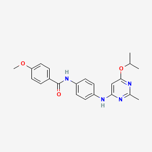 molecular formula C22H24N4O3 B2843369 N-(4-((6-isopropoxy-2-methylpyrimidin-4-yl)amino)phenyl)-4-methoxybenzamide CAS No. 946234-47-5