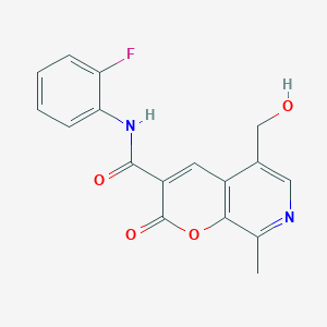 molecular formula C17H13FN2O4 B2843376 N-(2-fluorophenyl)-5-(hydroxymethyl)-8-methyl-2-oxo-2H-pyrano[2,3-c]pyridine-3-carboxamide CAS No. 443117-04-2