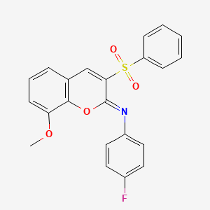 (Z)-4-fluoro-N-(8-methoxy-3-(phenylsulfonyl)-2H-chromen-2-ylidene)aniline