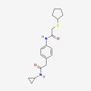 2-(cyclopentylthio)-N-(4-(2-(cyclopropylamino)-2-oxoethyl)phenyl)acetamide