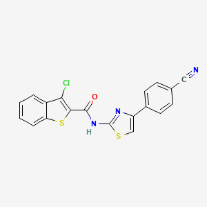 molecular formula C19H10ClN3OS2 B2843415 3-chloro-N-[4-(4-cyanophenyl)-1,3-thiazol-2-yl]-1-benzothiophene-2-carboxamide CAS No. 330202-04-5