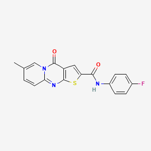 molecular formula C18H12FN3O2S B2843416 N-(4-fluorophenyl)-7-methyl-4-oxo-4H-pyrido[1,2-a]thieno[2,3-d]pyrimidine-2-carboxamide CAS No. 1021260-58-1