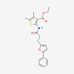 molecular formula C22H23NO4S B2843420 Ethyl 4,5-dimethyl-2-[3-(5-phenylfuran-2-YL)propanamido]thiophene-3-carboxylate CAS No. 924834-34-4