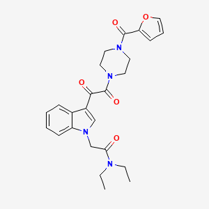 molecular formula C25H28N4O5 B2843423 N,N-diethyl-2-[3-[2-[4-(furan-2-carbonyl)piperazin-1-yl]-2-oxoacetyl]indol-1-yl]acetamide CAS No. 872843-73-7