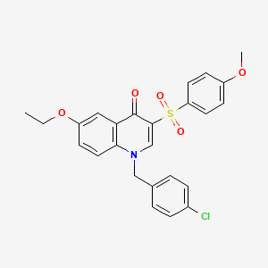 molecular formula C25H22ClNO5S B2843441 1-[(4-Chlorophenyl)methyl]-6-ethoxy-3-(4-methoxyphenyl)sulfonylquinolin-4-one CAS No. 872199-12-7