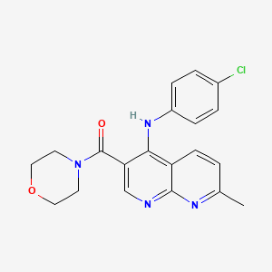 molecular formula C20H19ClN4O2 B2843456 N-(4-chlorophenyl)-7-methyl-3-(morpholine-4-carbonyl)-1,8-naphthyridin-4-amine CAS No. 1251623-43-4